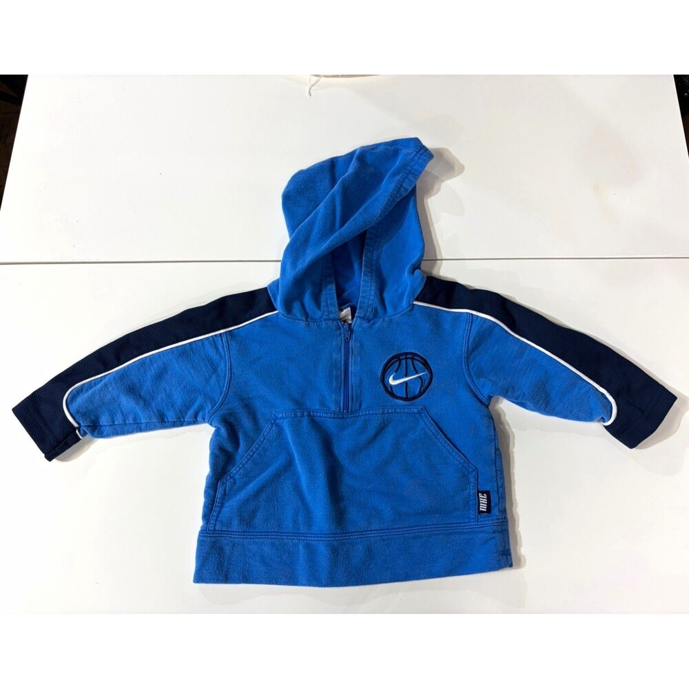 Vintage/y2k Nike Baby 12 Months Blue/Navy Colorblock 1/4 Zip Hoodie w/ Pockets